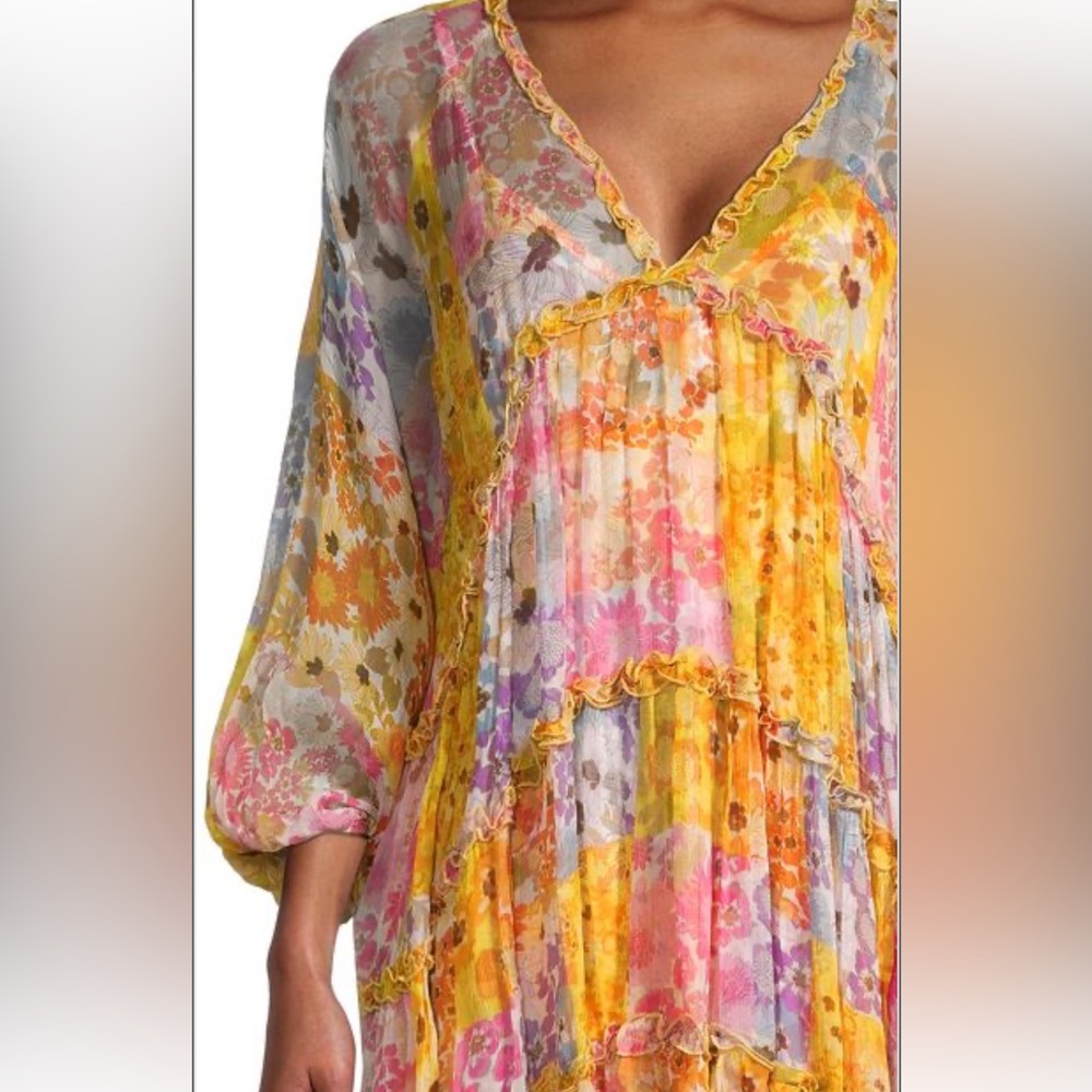 NWOT JOHNNY WAS
Renee Silk Chiffon Mini Dress Size S / Yellow Multi - Picture 3 of 6